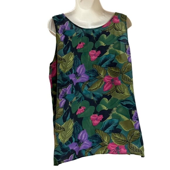 Stunt 100% Silk Blouse Top SZ Large Aloha Resort Beach Floral Luxury Sustainable - Picture 2 of 4